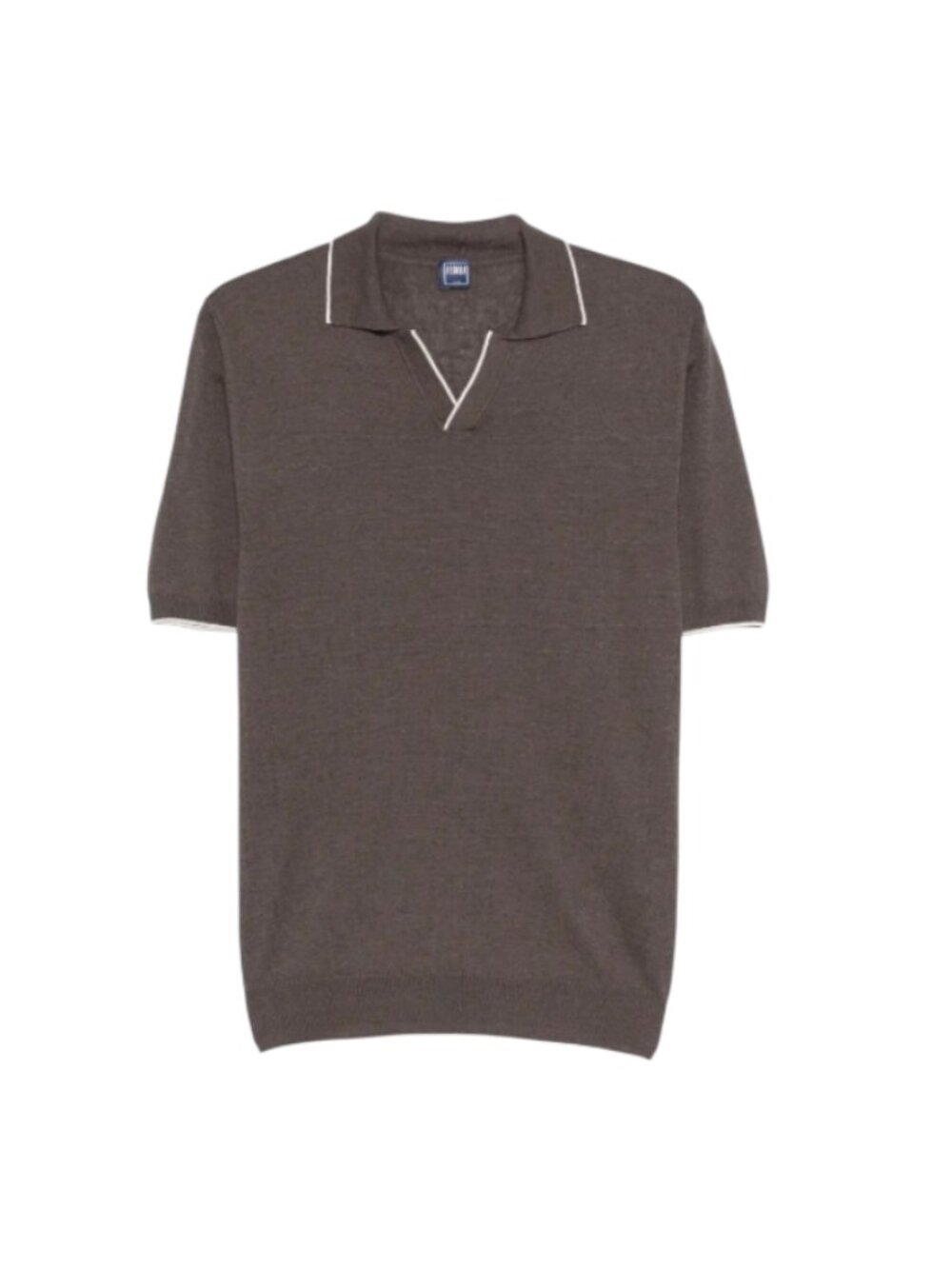 Fedeli Delta Polo Shirt Mens 56 XL Brown Cotton Linen V-Neck Short Sleeve Knit